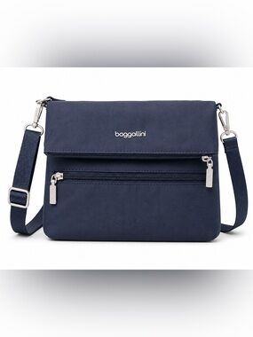 Baggallini Navy Crossbody Bag with Silver Hardware